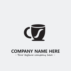 Cup illustration black and white for logo company vector image
