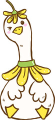 Cute Silly Goose Spring Cartoon Hand Drawn