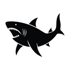 Cartoon shark and fish vector illustration in the ocean with underwater wildlife and marine life