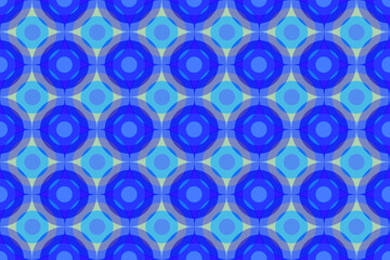 重なり合う多重の円のシームレス模様 青のバリエーション