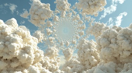 Whimsical Cloud Cluster in a Sunny Sky