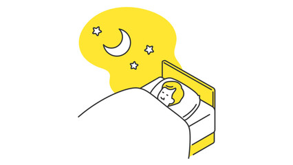 睡眠：ベッドで眠るシニア男性