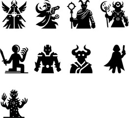 Fantasy Character Icons Set for RPG or Game Design