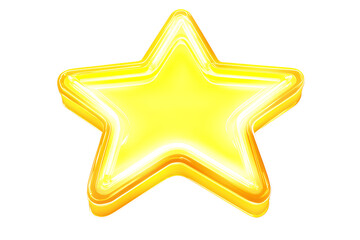Glowing yellow star-shaped element, transparent background