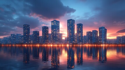 Fototapeta premium seattle skyline at sunset