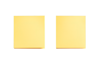 2 yellow sticky notes, transparent background 