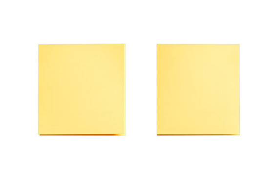 2 yellow sticky notes, transparent background 