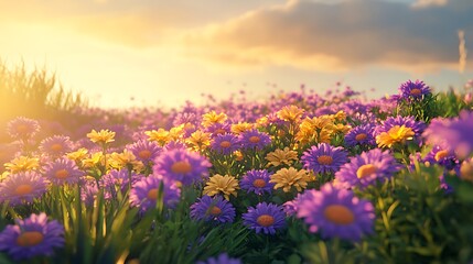 lavender field in the morning
