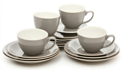 Elegant Grey Tableware Set with Cups and Plates for Dining Decor
