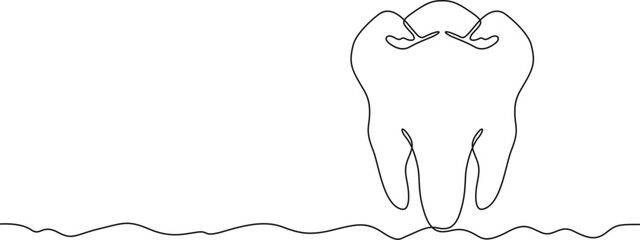 Continuous one line drawing human tooth. Dentistry. Medical symbol.