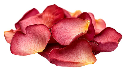 Falling rose petals in nature serene environment cut out