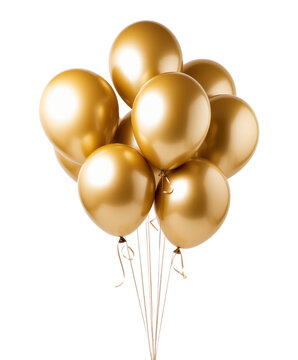 Fototapeta golden balloons isolated on white or transparent png