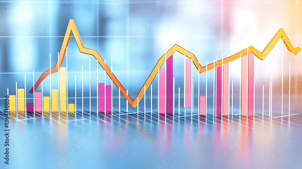 Poster analyzing business growth trends financial data digital environment graphical representation dynamic