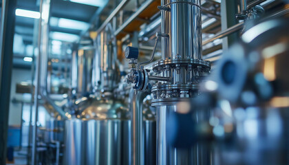 Industrial Pharmaceutical Manufacturing Stainless Steel Reactors, Pipes, and Valves