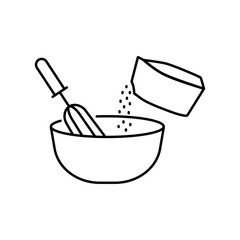 Cooking icon editable stroke: whisking flour