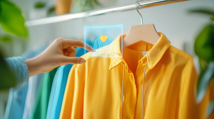 Interactive fashion selection boutique store digital display modern environment close-up view smart retail concept
