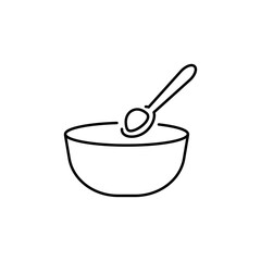 Cooking icon editable stroke: plate and spoon