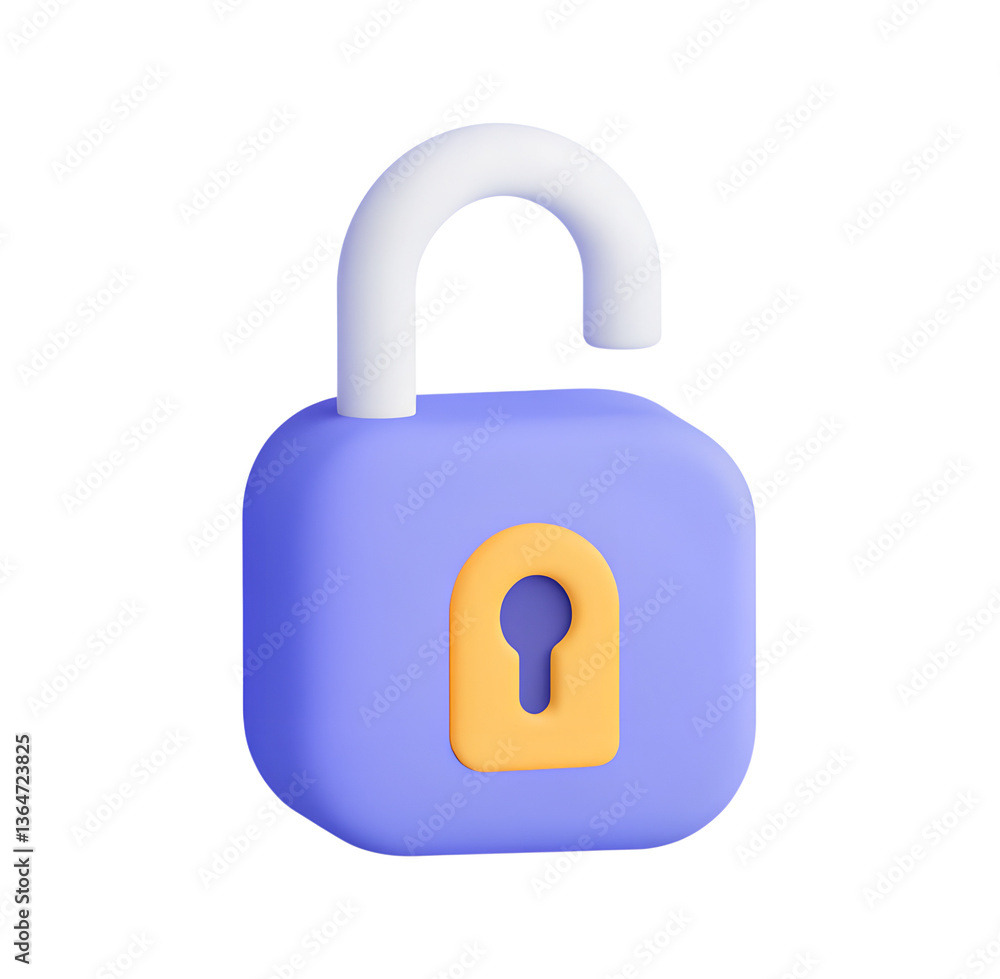 Fototapete unlocking security a digitally rendered padlock, standing open with an inviting keyhole, epitomizing