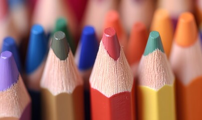  a dense cluster of sharpened colored pencils, Generative AI