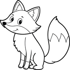 Cute Cartoon Fox Coloring Page Illustration
