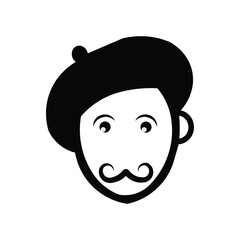 Cartoon smiling faces of a boy and a man with funny and expressive features. man avator silhouette icon vector illustration. black man avatar logo.