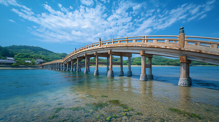 traditional wooden bridge and cutting-edge cable bridge