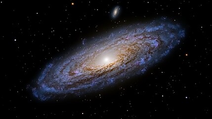 Naklejka premium Spiral galaxy in deep space with stars. (1)