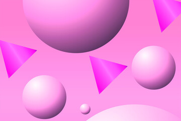 Elegant geometric pastel shapes like circles and triangles in a light pink background