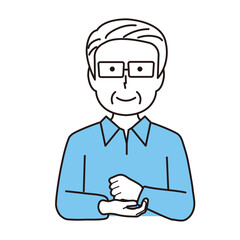 納得するシニア男性イラスト