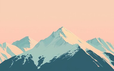 Majestic mountain peaks rise under a pastel sky at twilight in a serene alpine landscape