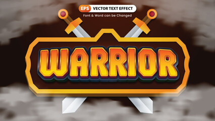 Warrior Text Effect Template with Swords Illustration