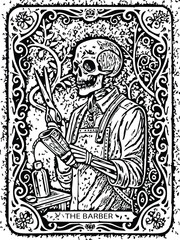 The Barber of Death  Gothic Tarot Card Illustration