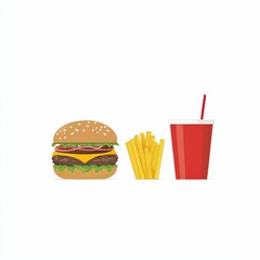 Set of cartoon fast food flat style isolated on a white background