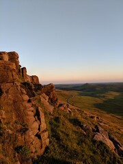 Sunset view of Shutlingsloe from Shining Tor, Peak District. Highest peak in Cheshire, England
