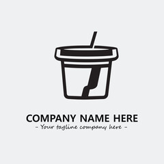 Cup illustration black and white for logo company vector image

