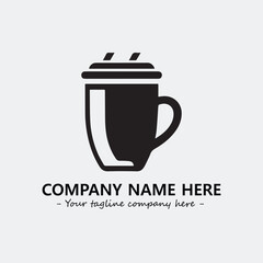 Cup illustration black and white for logo company vector image

