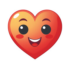 Fototapeta premium Heart emoji with happy face on transparent png background