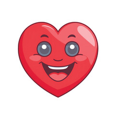 Obraz premium Heart emoji with happy face on transparent png background