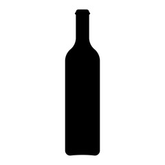Black wine bottle shape silhouette, ideal for label or packaging design