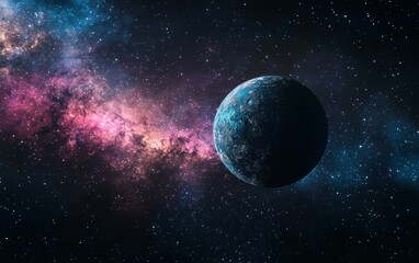 Fototapeta premium Beautiful celestial view featuring a planet surrounded by vibrant nebula and stars in outer space