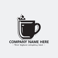 Cup illustration black and white for logo company vector image

