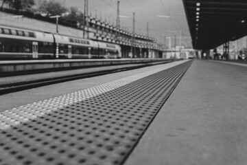 Perspective Railway Station in Black and White Artistic Composition