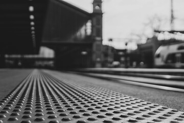 Perspective Railway Station in Black and White Artistic Composition