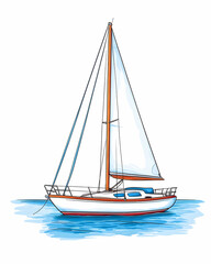 Fototapeta premium A sketch of a sailboat on calm water