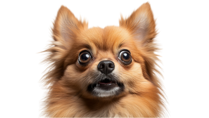 Dog looking surprised isolate on white background