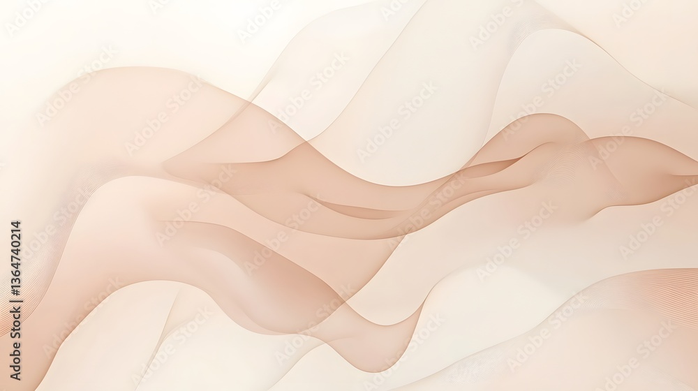 Poster abstract soft waves in beige tones, elegant flowing patterns, perfect for backgrounds or soothing vi