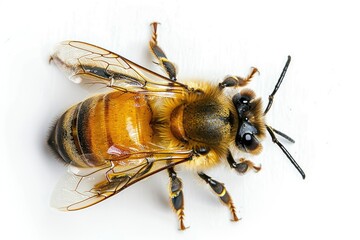 Premium Quality Image of Honey Bee Topview Isolated on Transparent Background Cutout