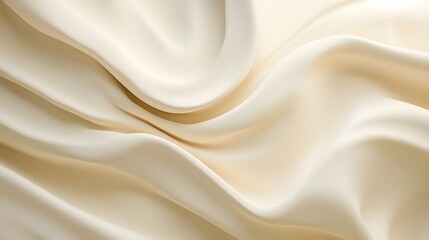 Obraz premium Soft silk fabric, luxurious cream colored drapery with gentle waves, perfect for elegant fashion or interior design.