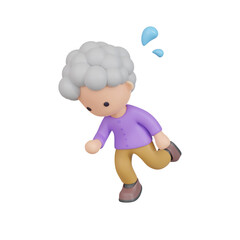 3DCG｜躓いて転びそうな高齢の女性