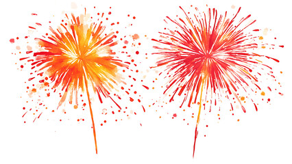 Red and orange fireworks exploding